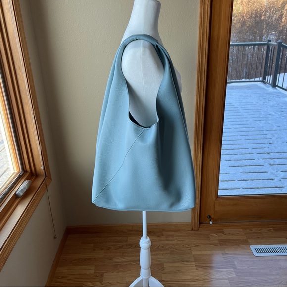 Banana Republic Vegan Leather Slouchy Tote Purse Blue Ravine Boho Minimalist - Picture 6 of 16